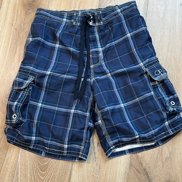 OP Plaid Board Shorts Swim Trunks Swimsuit Plaid - Picture 1 of 8